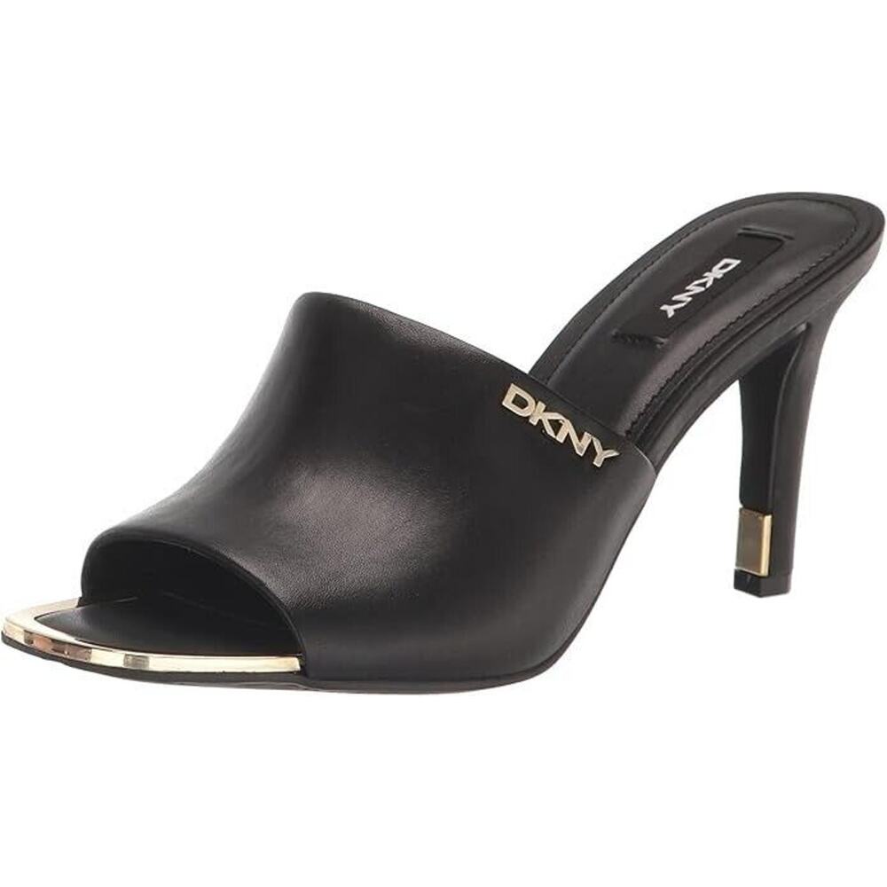 DKNY Womens Bronx Leather Open Toe Mules, Black Size 10M
